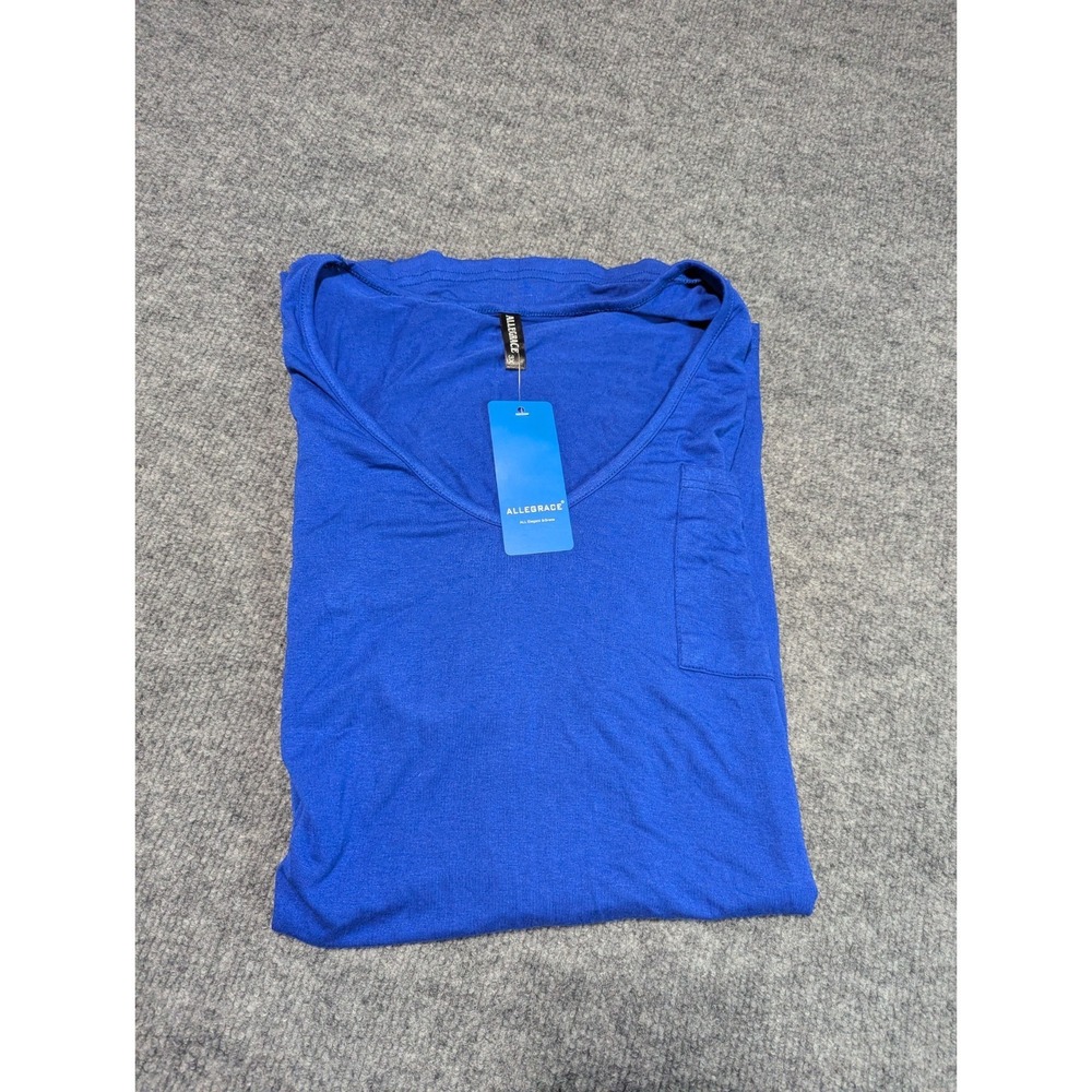 Allegrace Tunic Short Sleeve Top V Neck Women's Size 3X Blue New